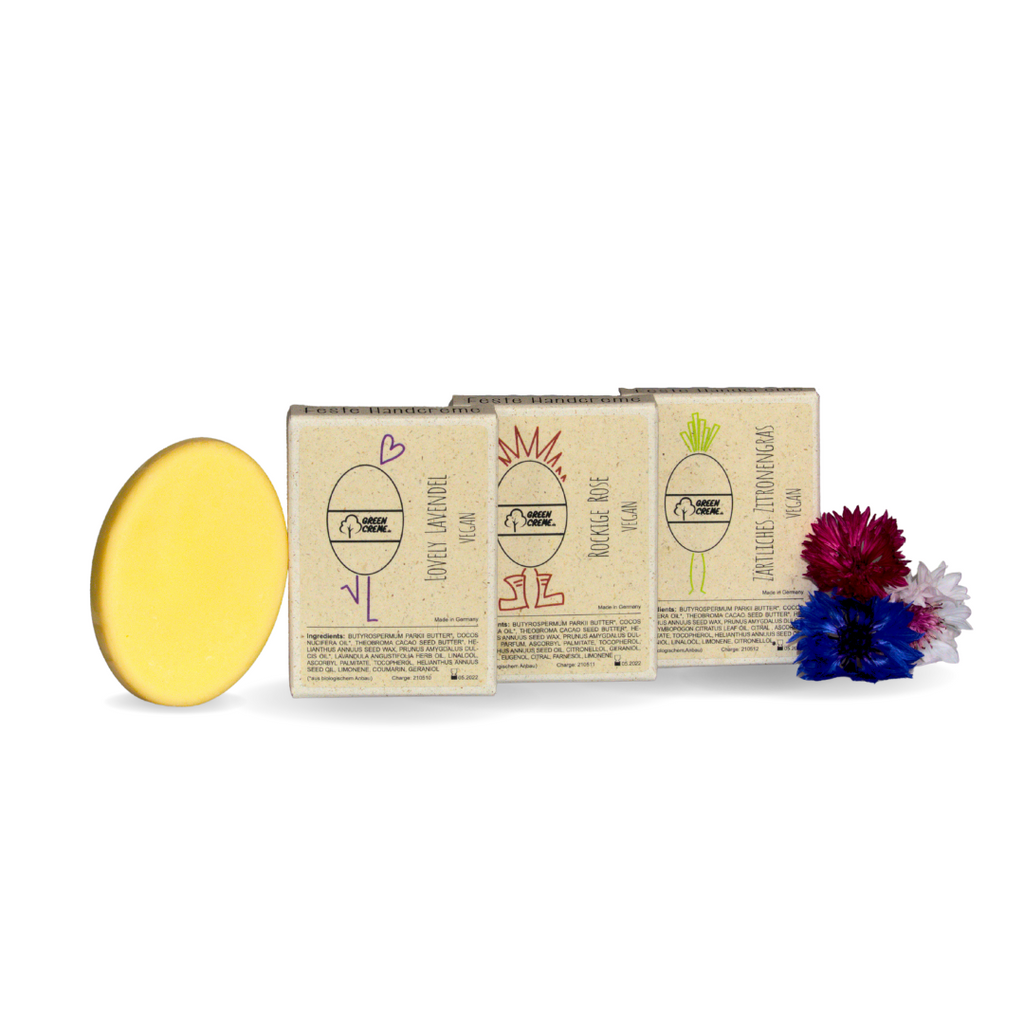 GreenCreme Feste Handcreme Vegan Pack Naturkosmetik ohne Dosen